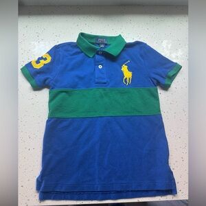 Polo by Ralph Lauren Blue & Green Short Sleeve Polo with Yellow Logo